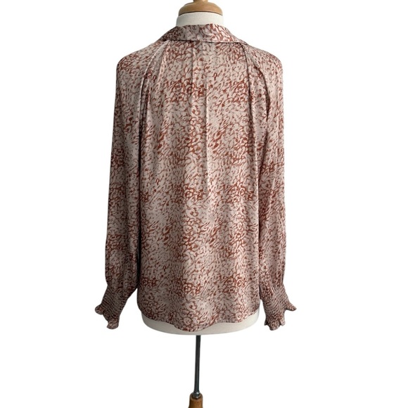 Paige Women's Brown Sayven Floral Long-Sleeve Button-Front Blouse Size Large - Picture 3 of 8